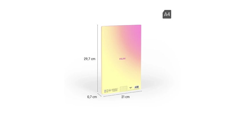 Cuaderno A4 Encolado 48 hojas Cuadriculado 5x5 Colección Sunset MILAN