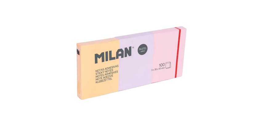 3 Blocs notas adhesivas removibles colores pastel (3 x 100 hojas) MILAN
