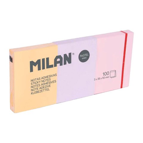 3 Blocs notas adhesivas removibles colores pastel (3 x 100 hojas) MILAN