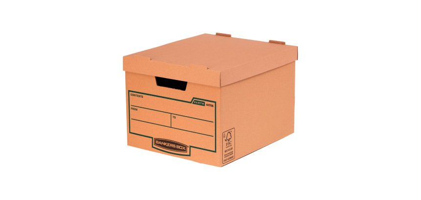 Caisse archives carton recyclé Earth Series Bankers Box vy Fellowes H 27 x L 33,5 x P 39,1 cm