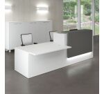 Banque d'accueil droite blanc/anthracite L 286 cm avec module bas à droite - Guest