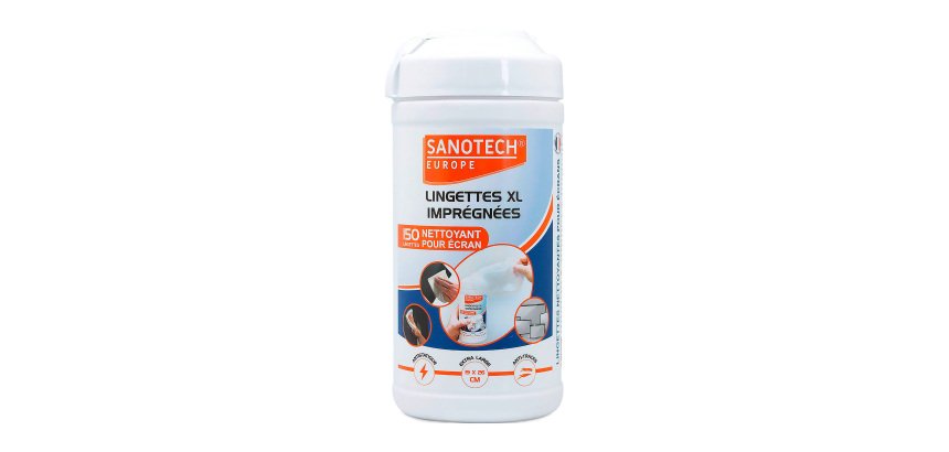 Boîte 50 grandes lingettes nettoyantes pour écrans Sanotech