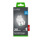 SBS Caricatore da parete Flexi Wall Charger 20W con spina pieghevole