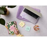 Notes repositionnables recyclées couleurs assorties pastel Post-it 76 x 76 mm - Bloc de 70 feuilles - Lot de 2