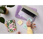 Notes repositionnables recyclées couleurs assorties pastel Post-it 76 x 76 mm - Bloc de 70 feuilles - Lot de 2