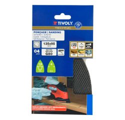 Patin auto-agrippant Tivoly multi-usages 135 x 95 mm  - Grain 80 - Lot de 4