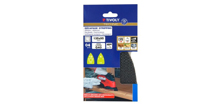 Patin auto-agrippant Tivoly multi-usages 135 x 95 mm  - Grain 40 - Lot de 4