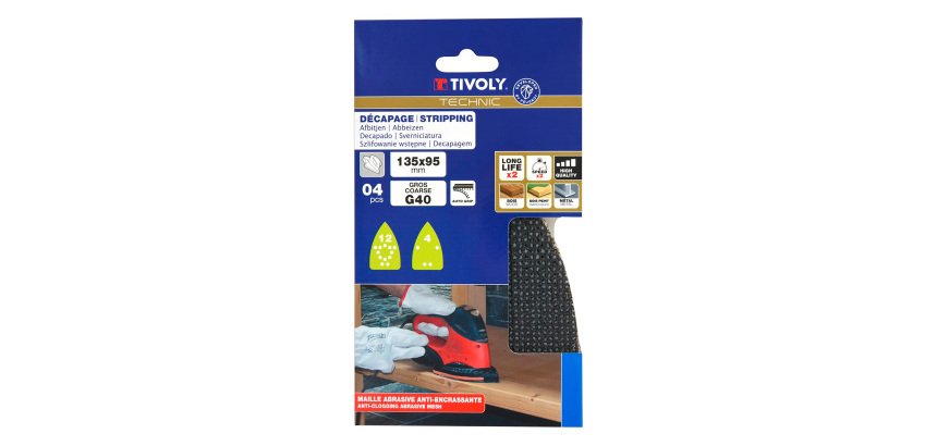 Patin auto-agrippant Tivoly multi-usages 135 x 95 mm  - Grain 40 - Lot de 4