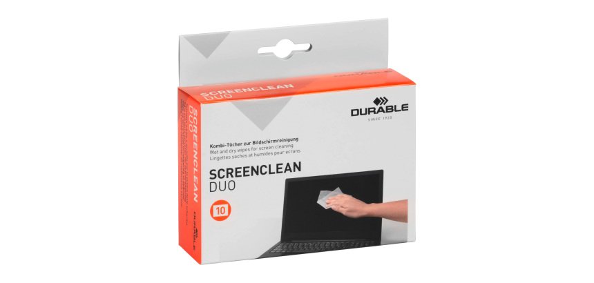 Juego de 10 toallitas limpiadoras SCREENCLEAN® DUO de Durable