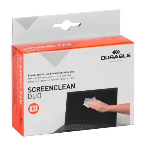 Juego de 10 toallitas limpiadoras SCREENCLEAN® DUO de Durable