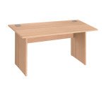 Schreibtisch Excellens aus Holz, 140 cm breit, mit massiver Platte und Beinen - gerade Rückwand