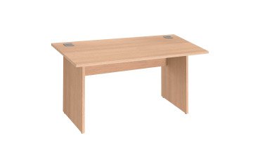 Schreibtisch Excellens aus Holz, 140 cm breit, mit massiver Platte und Beinen - gerade Rückwand