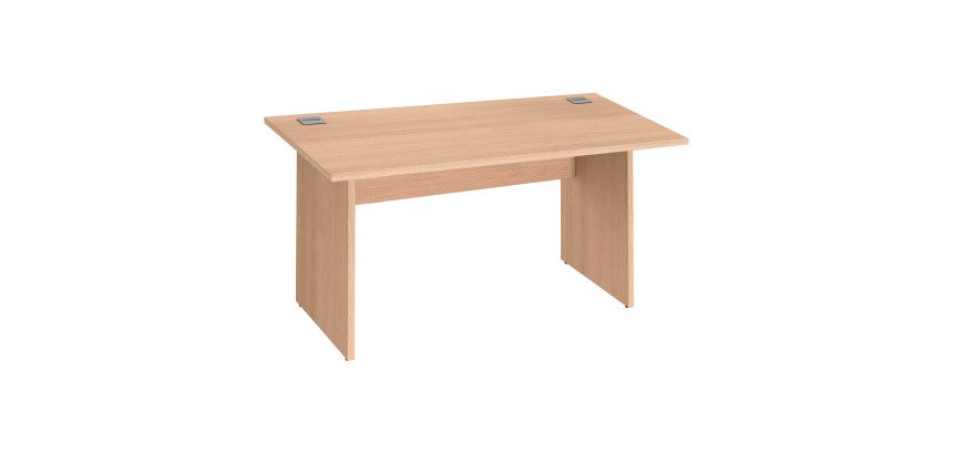 Schreibtisch Excellens aus Holz, 140 cm breit, mit massiver Platte und Beinen - gerade Rückwand
