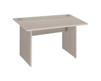 Exzellens Schreibtisch Holz L 120 cm, graue Eichenplatte, massives graues Eichenbein - gerade Rückwand.