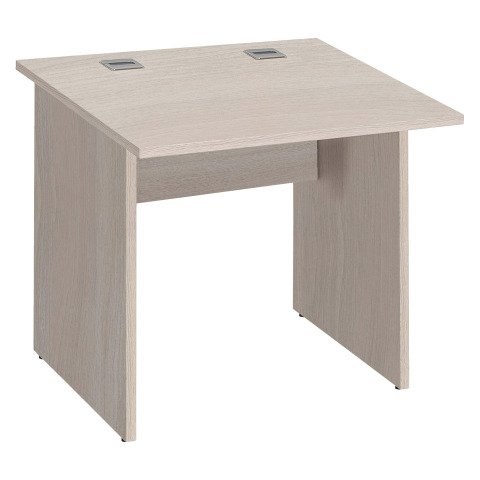 Mesa recta patas rectas Excellens An 80 cm roble gris con panel de fondo recto