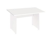 Excellens Wooden Straight Desk L 120 cm white top full white leg - straight modesty panel
