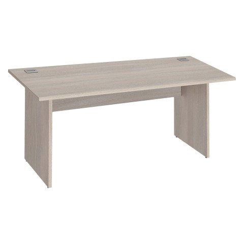 Mesa recta patas rectas Excellens An 160 cm roble gris con panel de fondo recto