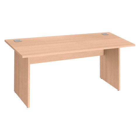 Mesa recta patas rectas Excellens An 160 cm roble claro con panel de fondo recto