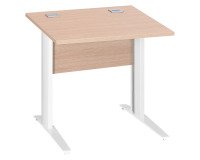 Bureau droit Essens Métal L 80 cm plateau + voile de fond bois droit chêne clair - pied métal L