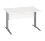 Bureau droit Essens Métal L 120 cm plateau + voile de fond bois droit blanc - pied métal L