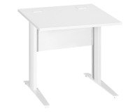 Bureau droit Essens Métal L 80 cm plateau + voile de fond bois droit blanc - pied métal L