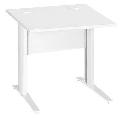 Bureau droit Essens Métal L 80 cm plateau + voile de fond bois droit blanc - pied métal L