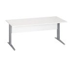 Excellens Metal Right Desk L 180 cm top + white wood modesty panel - metal leg L