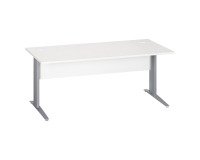 Rechte werkpost Excellens metaal L 180 cm blad + rechte houten beenafscherming wit - metalen poot L