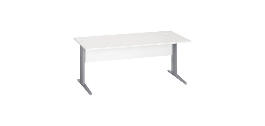 Excellens Metal Right Desk L 180 cm top + white wood modesty panel - metal leg L