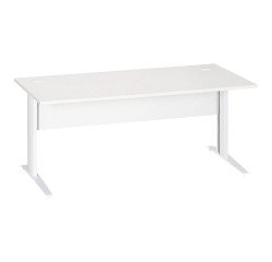 Rechte werkpost Excellens metaal L 180 cm blad + rechte houten beenafscherming wit - metalen poot L