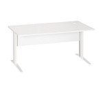 Excellens Metal Right Desk L 160 cm Top + White Right Wood Modesty Panel - Metal Leg L
