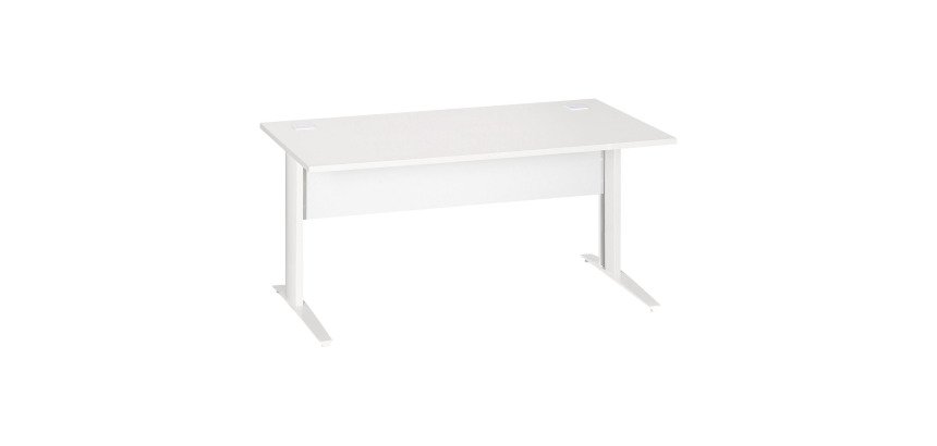 Excellens Metal Right Desk L 160 cm Top + White Right Wood Modesty Panel - Metal Leg L