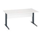 Bureau droit Excellens Métal L 160 cm plateau + voile de fond bois droit blanc - pied métal L