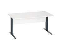 Bureau droit Excellens Métal L 160 cm plateau + voile de fond bois droit blanc - pied métal L