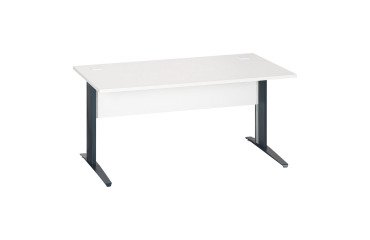 Rechter Schreibtisch Excellens Metall L 160 cm Platte + Sichtblende Holz gerade weiß - Metallfuß L