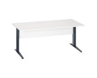 Excellens Metal Right Desk L 180 cm top + white wood modesty panel - metal leg L