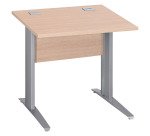 Bureau droit Essens Métal L 80 cm plateau + voile de fond bois droit chêne clair - pied métal L
