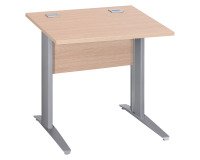 Bureau droit Essens Métal L 80 cm plateau + voile de fond bois droit chêne clair - pied métal L