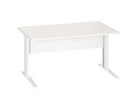 Rechte werkpost Excellens metaal L 140 cm blad + rechte houten beenafscherming wit - metalen poot L