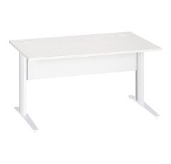 Rechter Schreibtisch Excellens Metall L 140 cm Platte + Holzblende weiß gerade - Metallfuß L