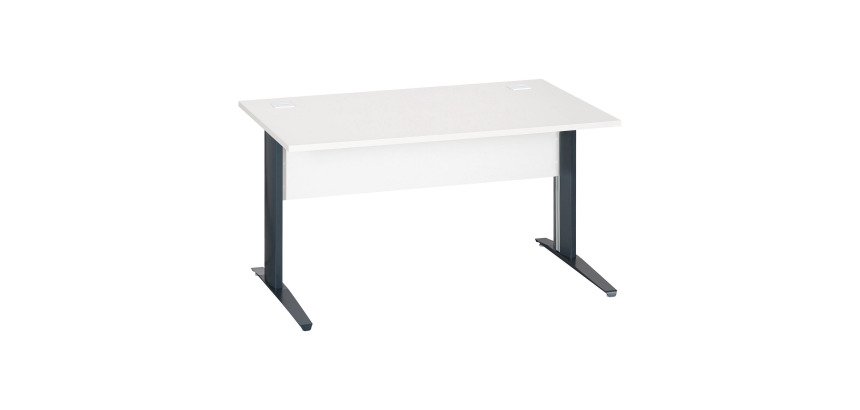 Excellens Metal Straight Desk L 140 cm top + back panel white wood straight - metal leg L