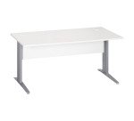 Excellens Metal Right Desk L 160 cm Top + White Right Wood Modesty Panel - Metal Leg L