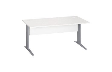 Excellens Metal Right Desk L 160 cm Top + White Right Wood Modesty Panel - Metal Leg L