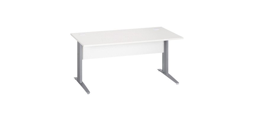 Excellens Metal Right Desk L 160 cm Top + White Right Wood Modesty Panel - Metal Leg L