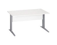 Excellens Metal Straight Desk L 140 cm top + back panel white wood straight - metal leg L