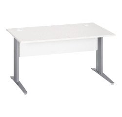 Rechter Schreibtisch Excellens Metall L 140 cm Platte + Holzblende weiß gerade - Metallfuß L