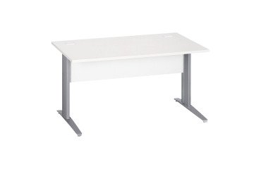 Rechter Schreibtisch Excellens Metall L 140 cm Platte + Holzblende weiß gerade - Metallfuß L