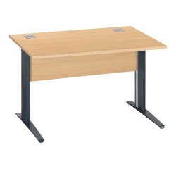 Bureau droit Essens Métal L 120 cm plateau + voile de fond bois droit hêtre - pied métal L