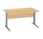 Bureau droit Essens Métal L 140 cm plateau + voile de fond bois droit hêtre - pied métal L
