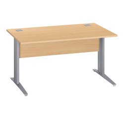 Rechter Schreibtisch Excellens Metall L 140 cm Platte + Sichtschutz Holz Buche - Metallfuß L